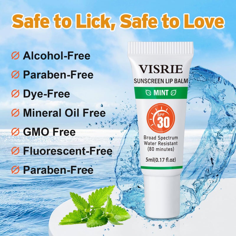 VISRIE SPF 30 Lip Sunscreen, SPF Lip Balm Bulk 12 Pack, Moisturizing Sunscreen Lip Balm with Vitamin E and Shea Butter, Non-Sticky SPF Lip Gloss for All Skin Tones-Clear - Image 3